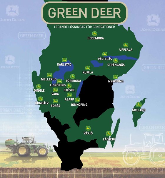 Green Deer karta över våra anläggningar